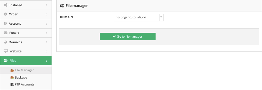 Truy cập File Manager trên Hostinger