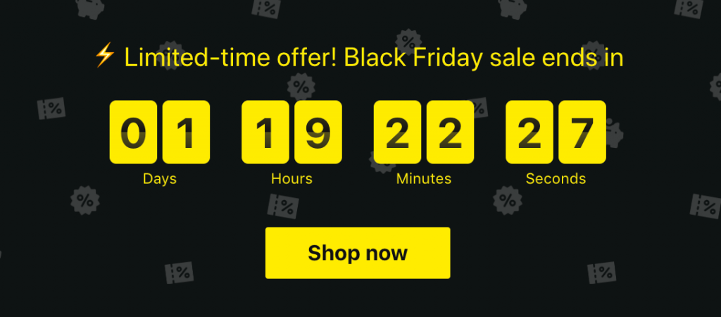 Ví dụ bộ đếm ngược black friday marketing