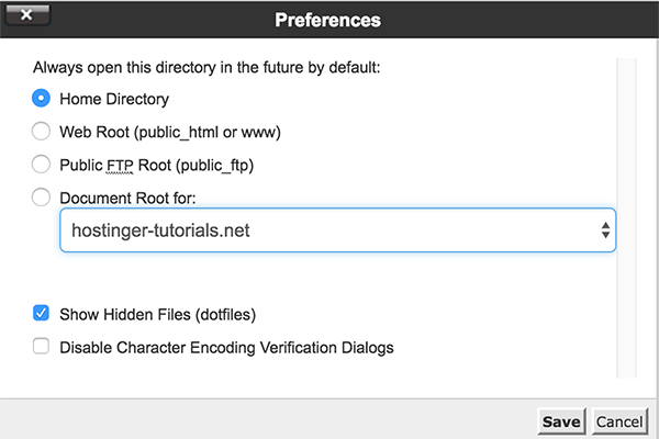 hiện files ẩn lên trong file manager của cPanel
