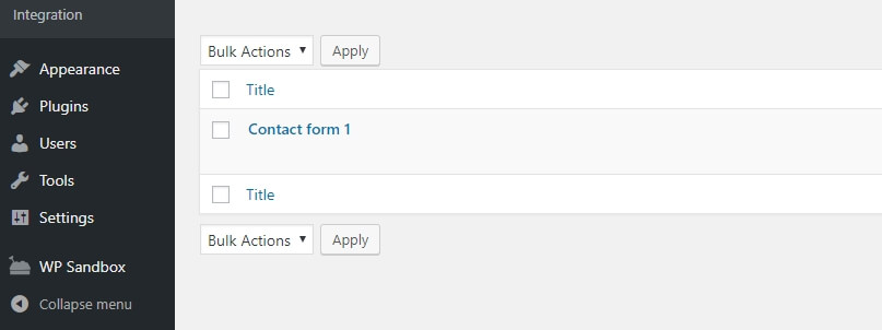 danh sách contact form mẫu