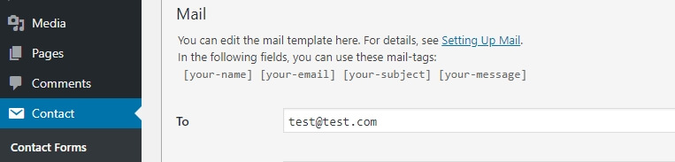 email nhận liên hệ