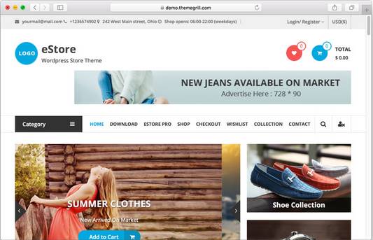 estore wordpress theme ecommerce