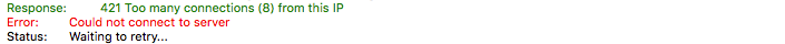 Làm thế nào để sửa lỗi 421 Too Many Connections (8) From This IP Error trong FileZilla