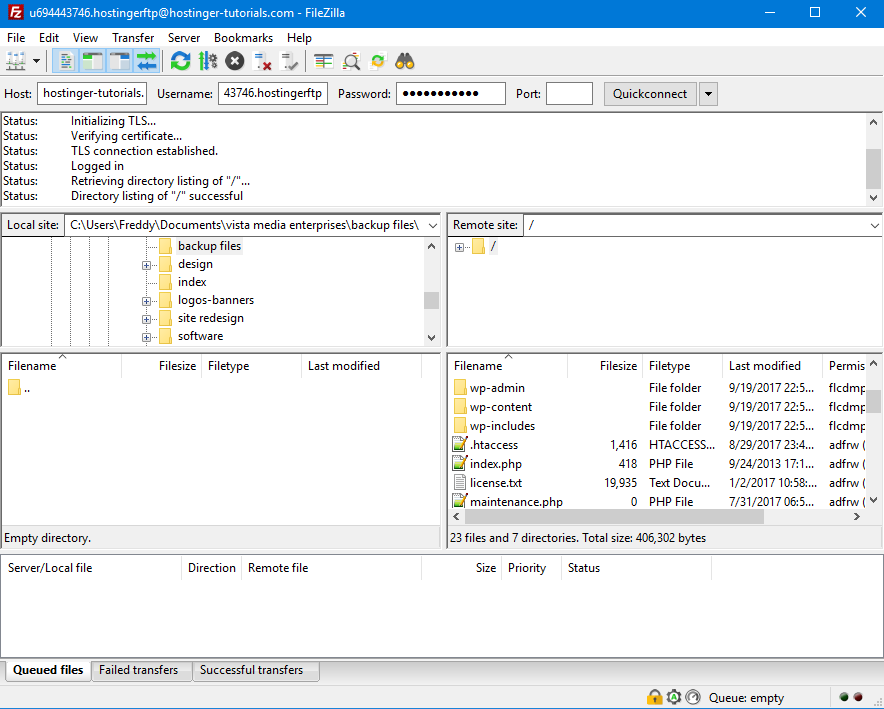 filezilla backup wordpress