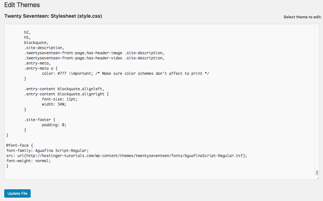 Font-face added to style.css