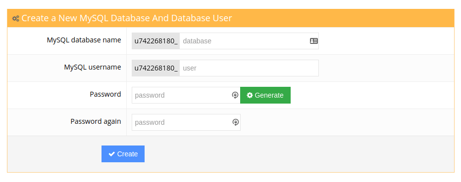 Hostinger Database creation