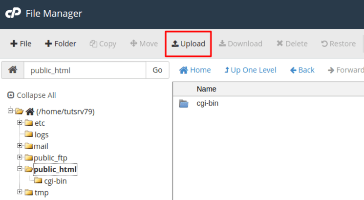 nhấn nút upload file lên