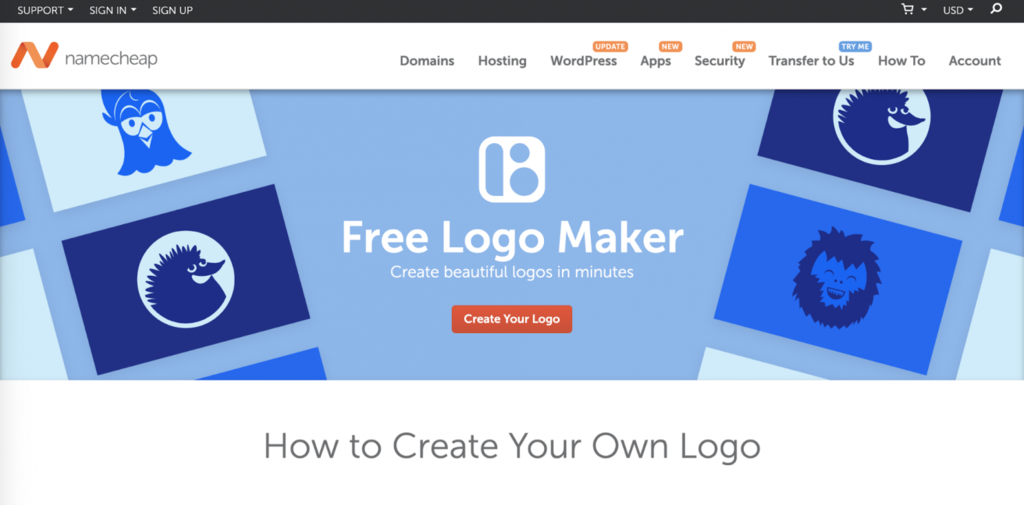 tạo logo bằng namecheap