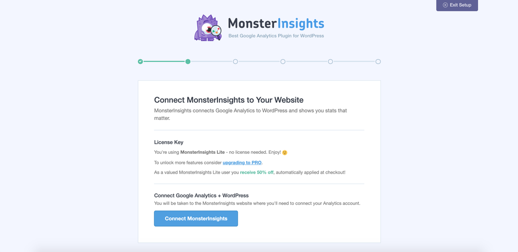 kết nối MonterInsights với tài khoản Google Analytics