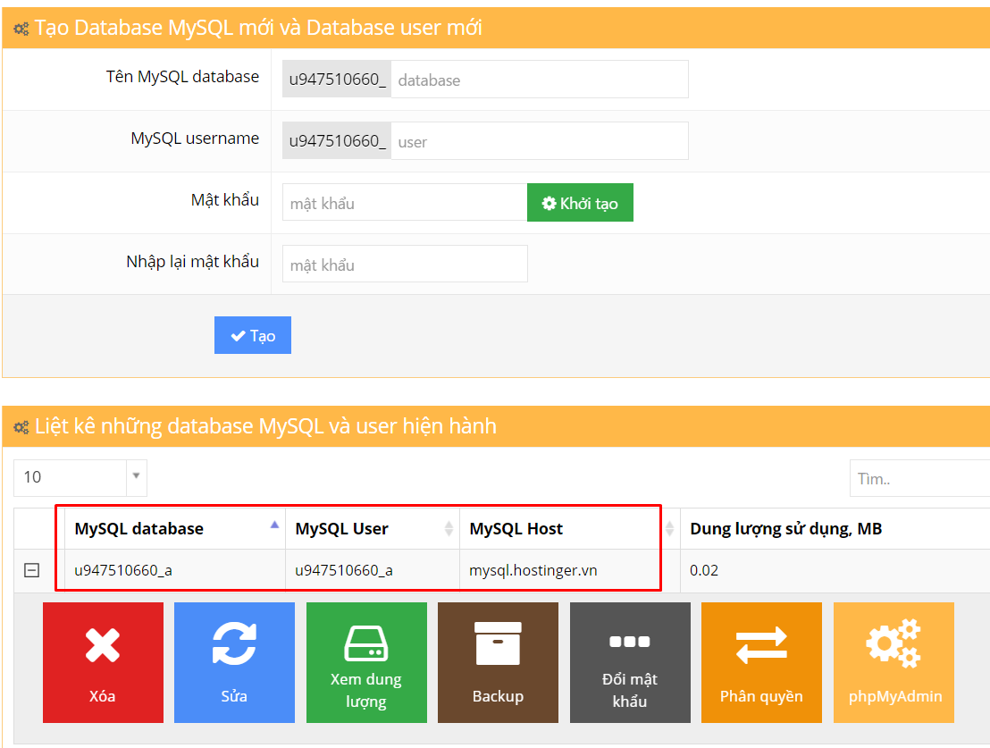 thông tin database