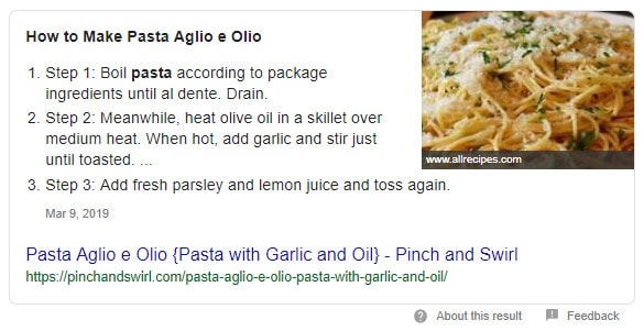 recipe schema markup