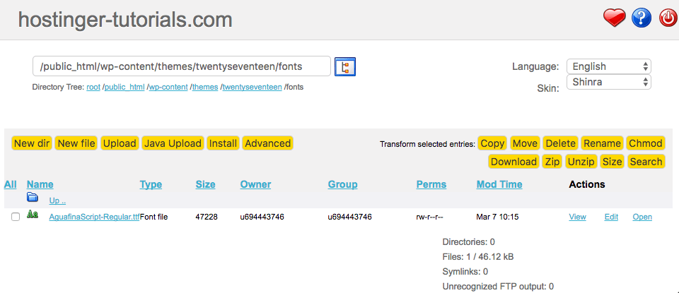 Font Uploaded to Fonts Directory