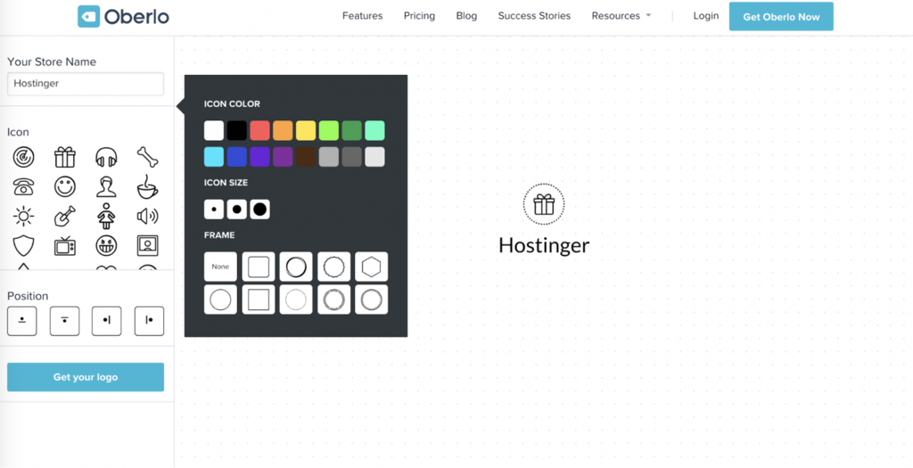 thiết kế logo online bằng oberlo logo maker