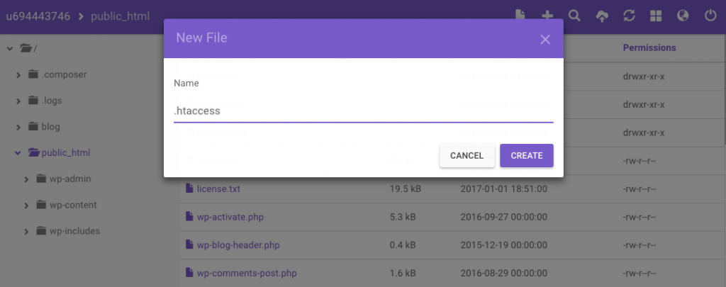 Tạo file .htaccess WordPress mặc định