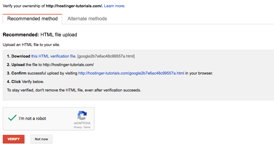 Xác minh chủ sở hữu trên Google search console
