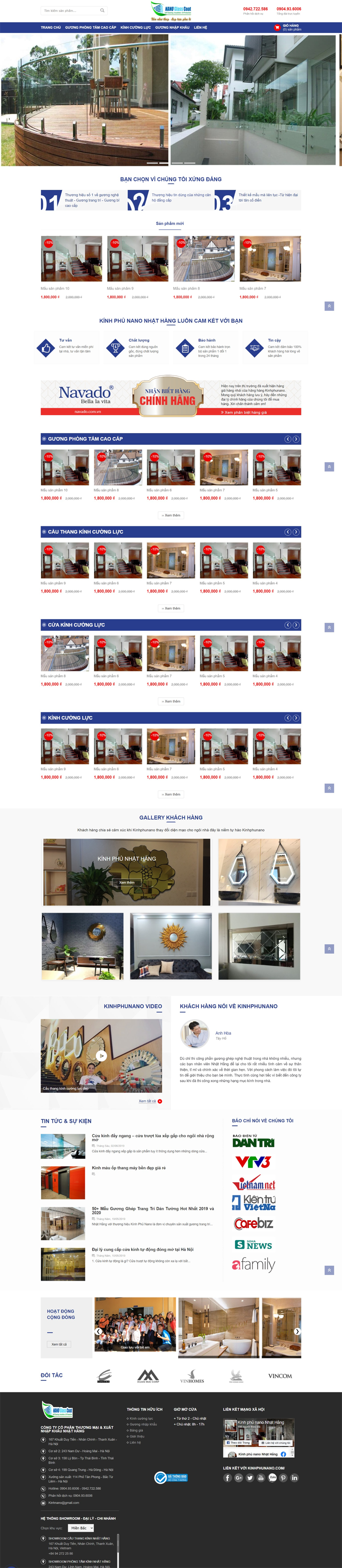 Mẫu website bán hàng kính nano Nhật