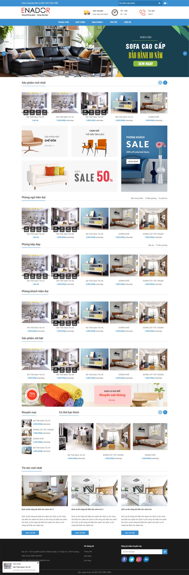 Mẫu website bán hàng nội thất ND