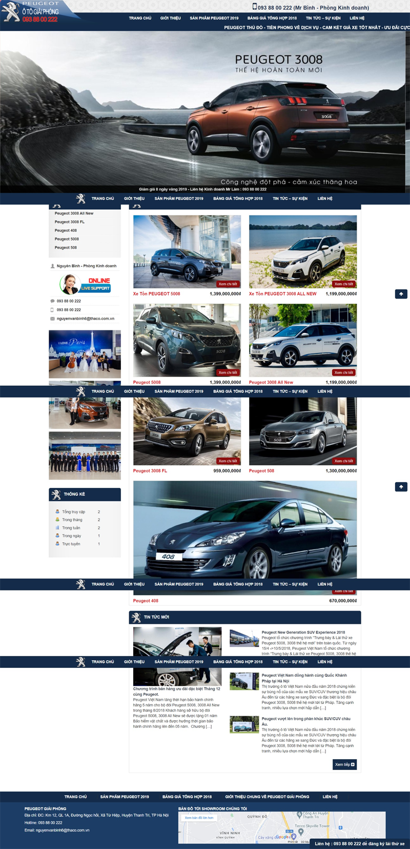 Mẫu website bán xe peugeo thủ đô