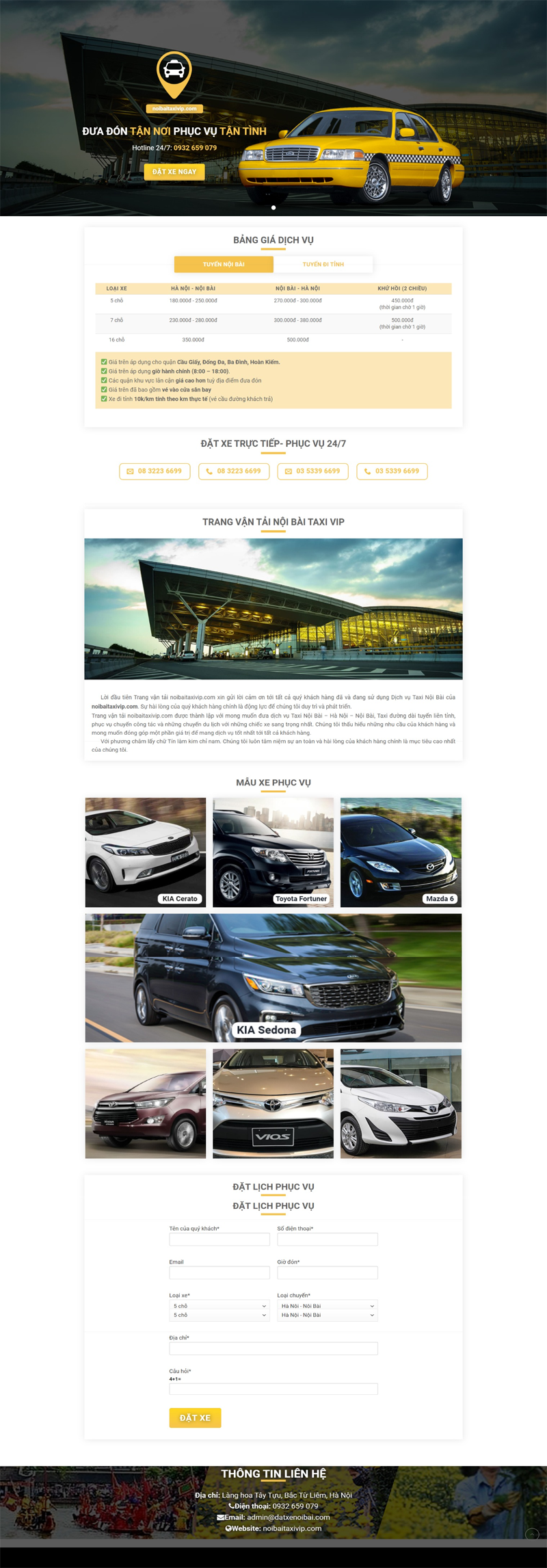 Mẫu website taxi nội bài