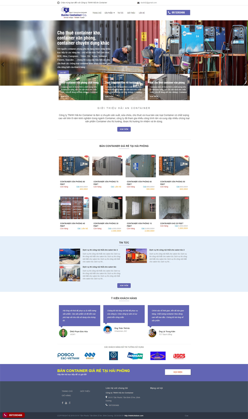 Mẫu website bán container