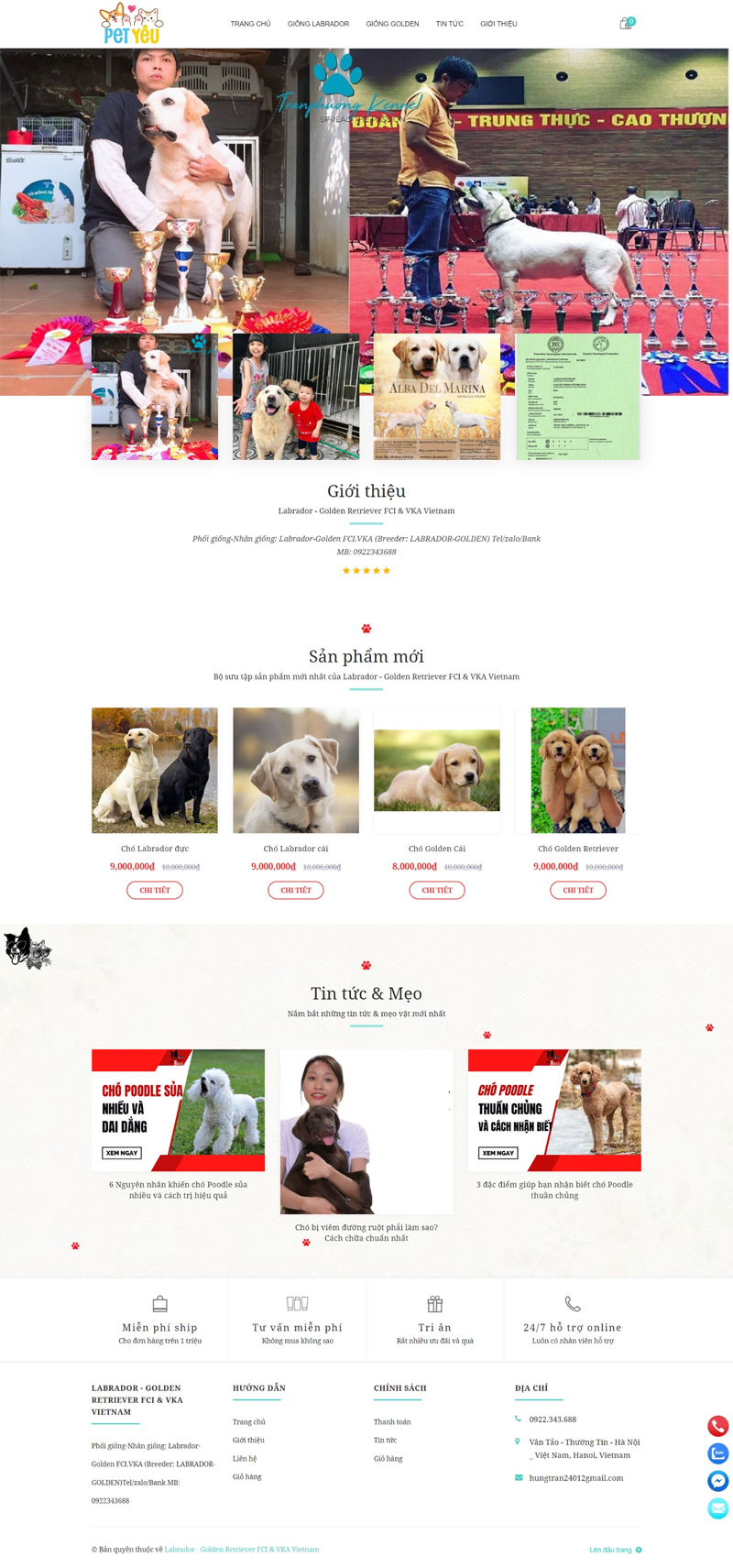 Mẫu website thú cưng