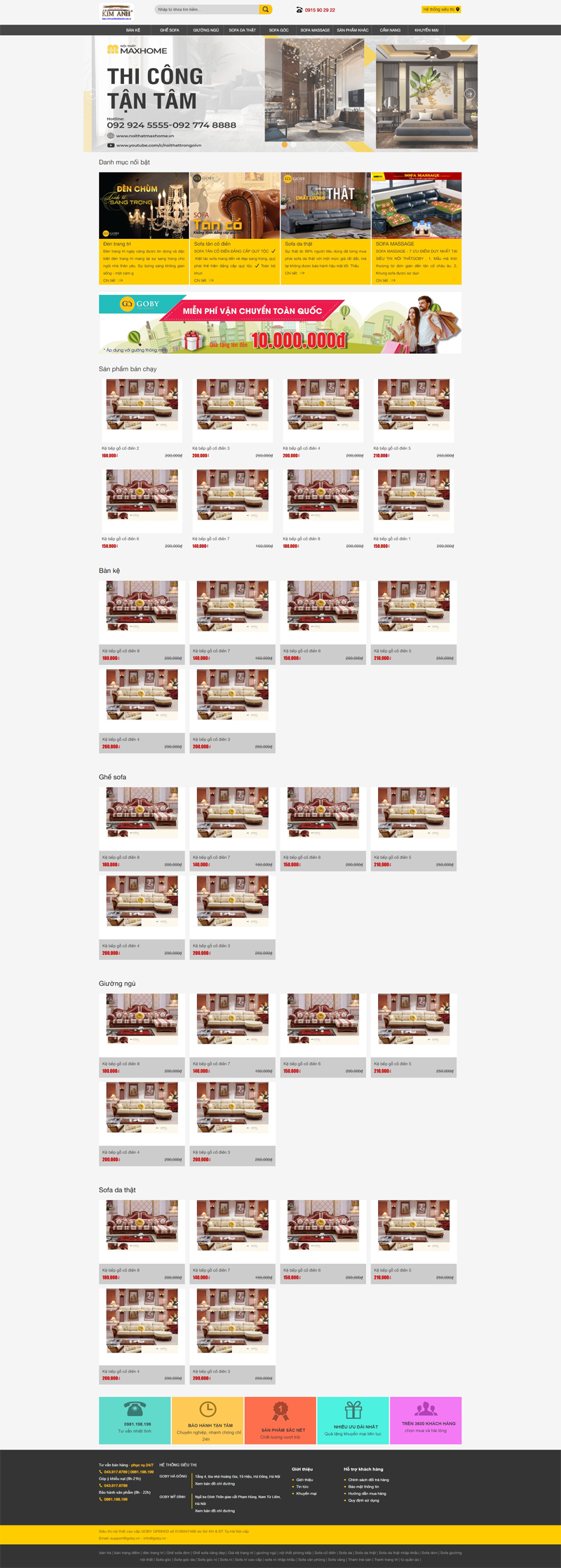 Mẫu website bán hàng nội thất goby