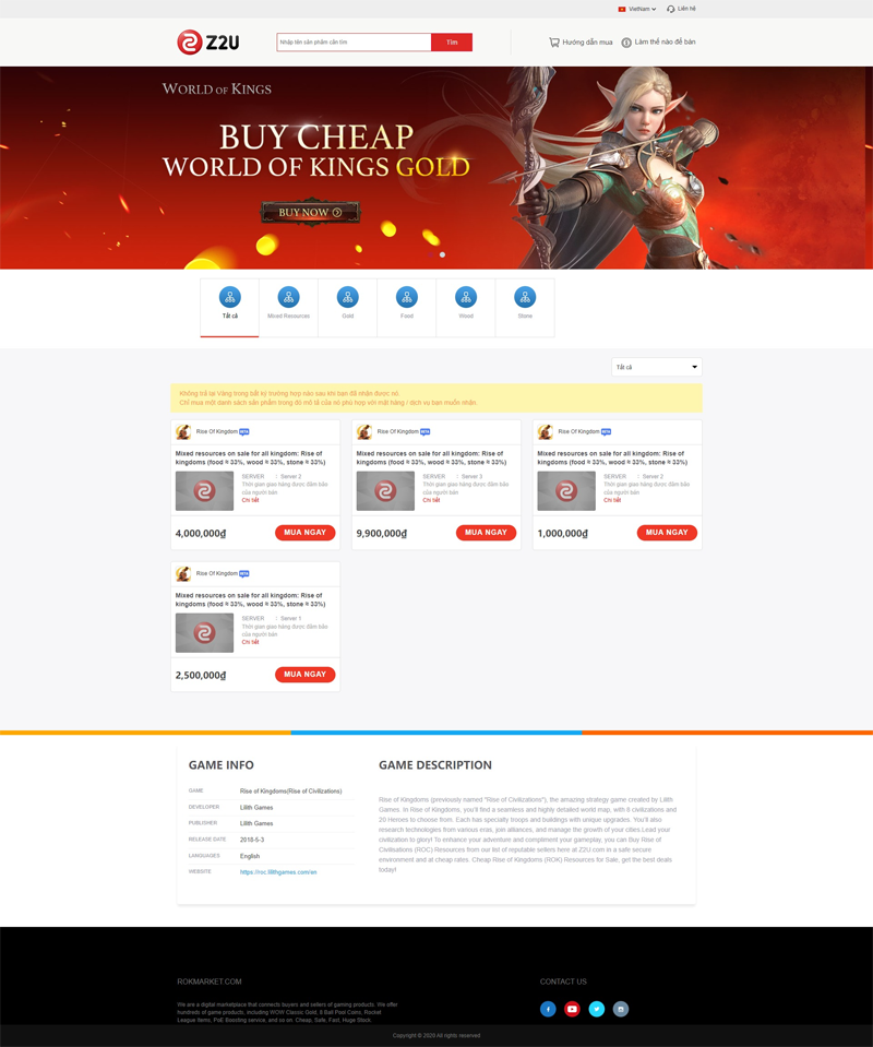 Mẫu website bán thẻ game