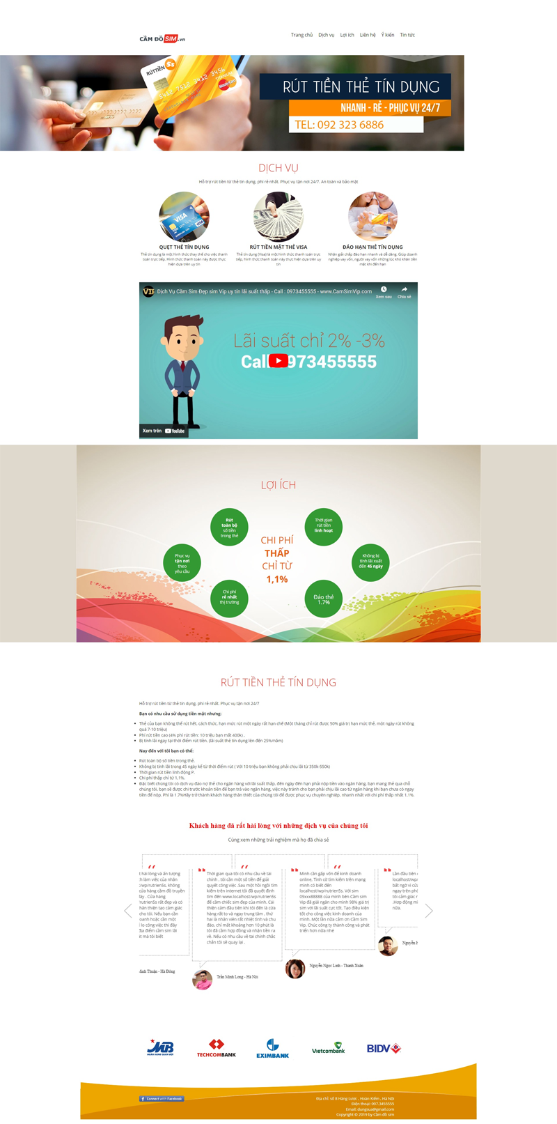 Mẫu website cầm sim số