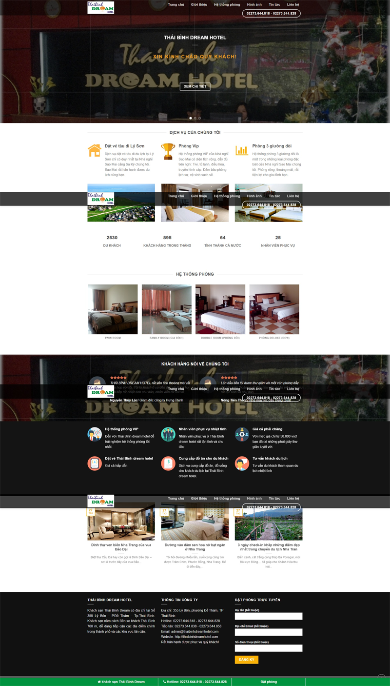Mẫu website nhà nghỉ Thái Bình