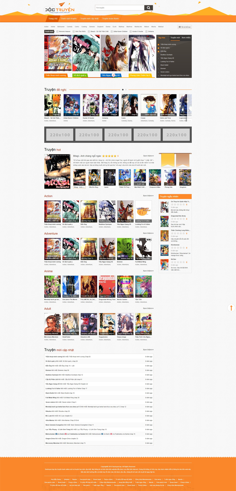 Mẫu website truyện tranh